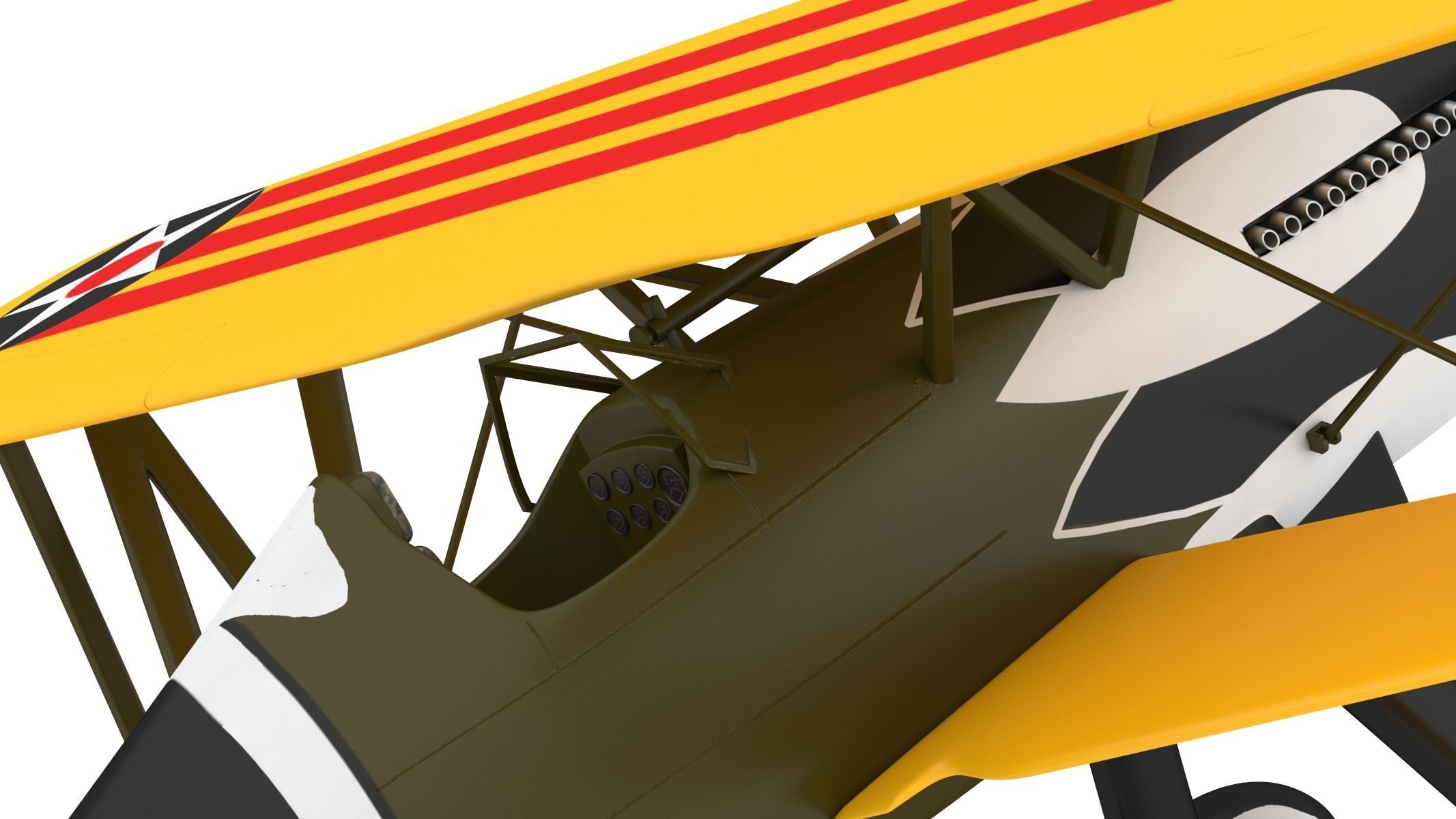 Curtiss P-6 Hawk Vintage Biplane Fighter Aircraft 3D model_18