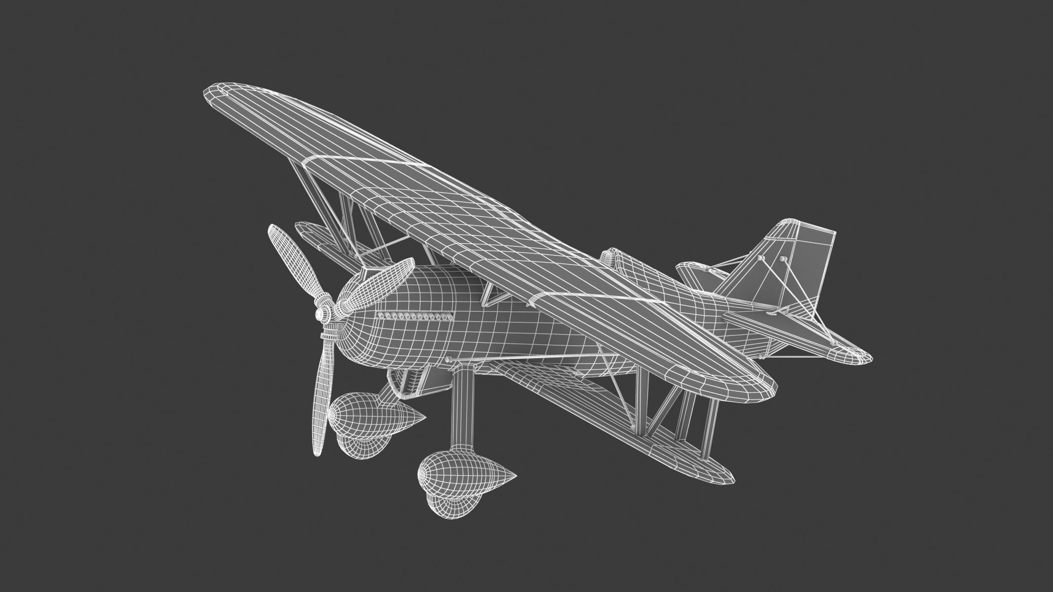 Curtiss P-6 Hawk Vintage Biplane Fighter Aircraft 3D model_20