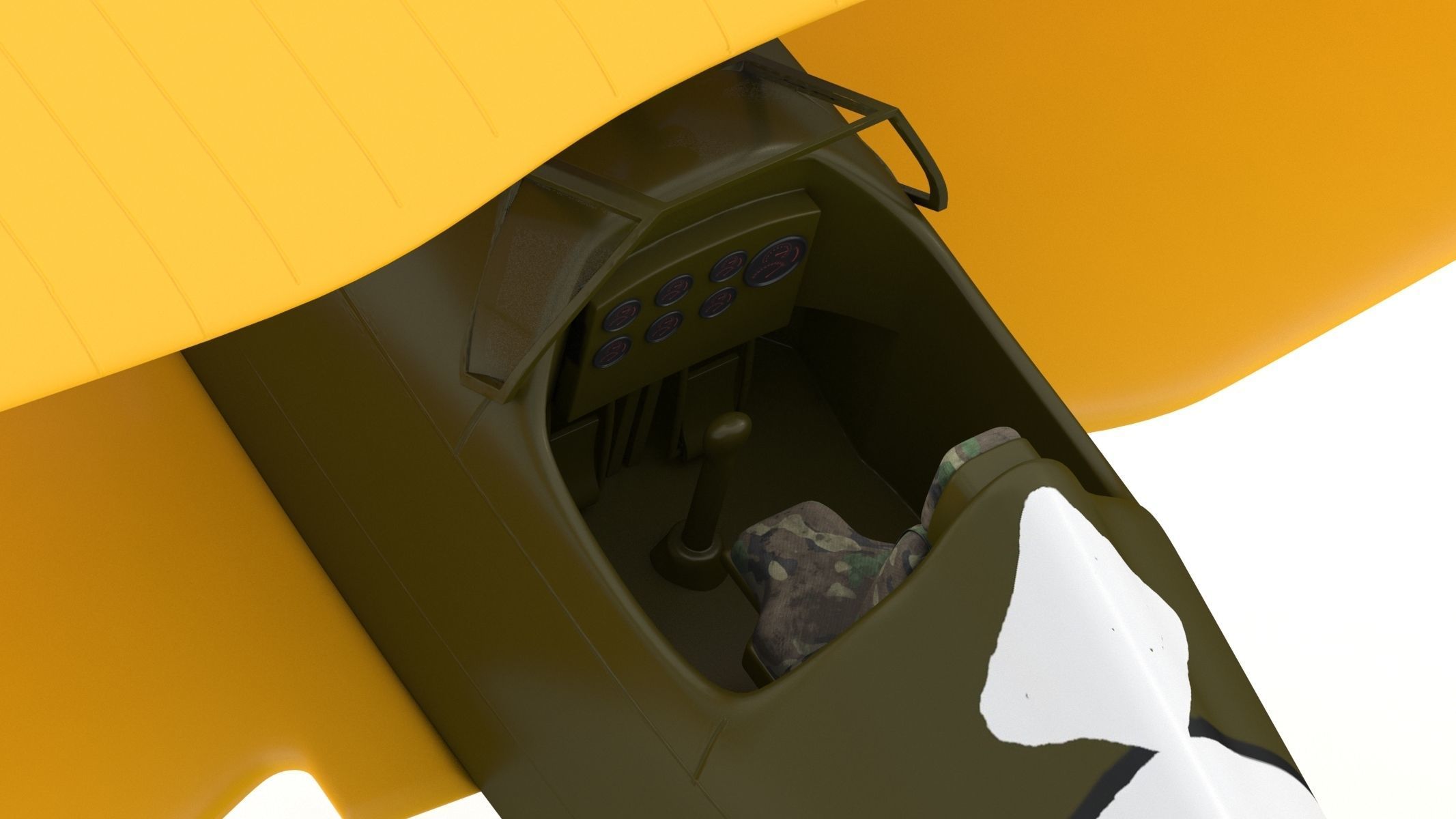 Curtiss P-6 Hawk Vintage Biplane Fighter Aircraft 3D model_13