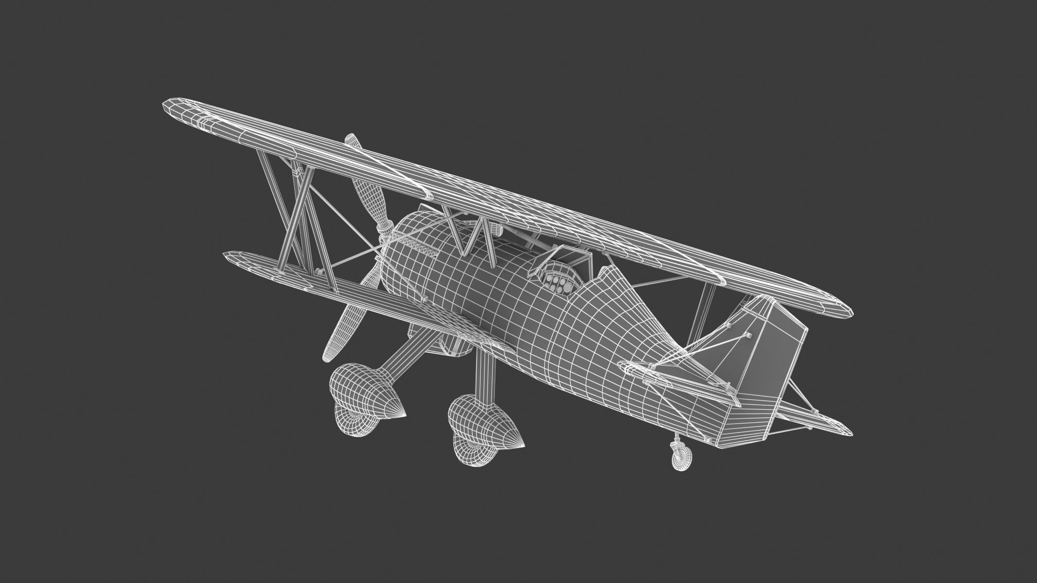 Curtiss P-6 Hawk Vintage Biplane Fighter Aircraft 3D model_29