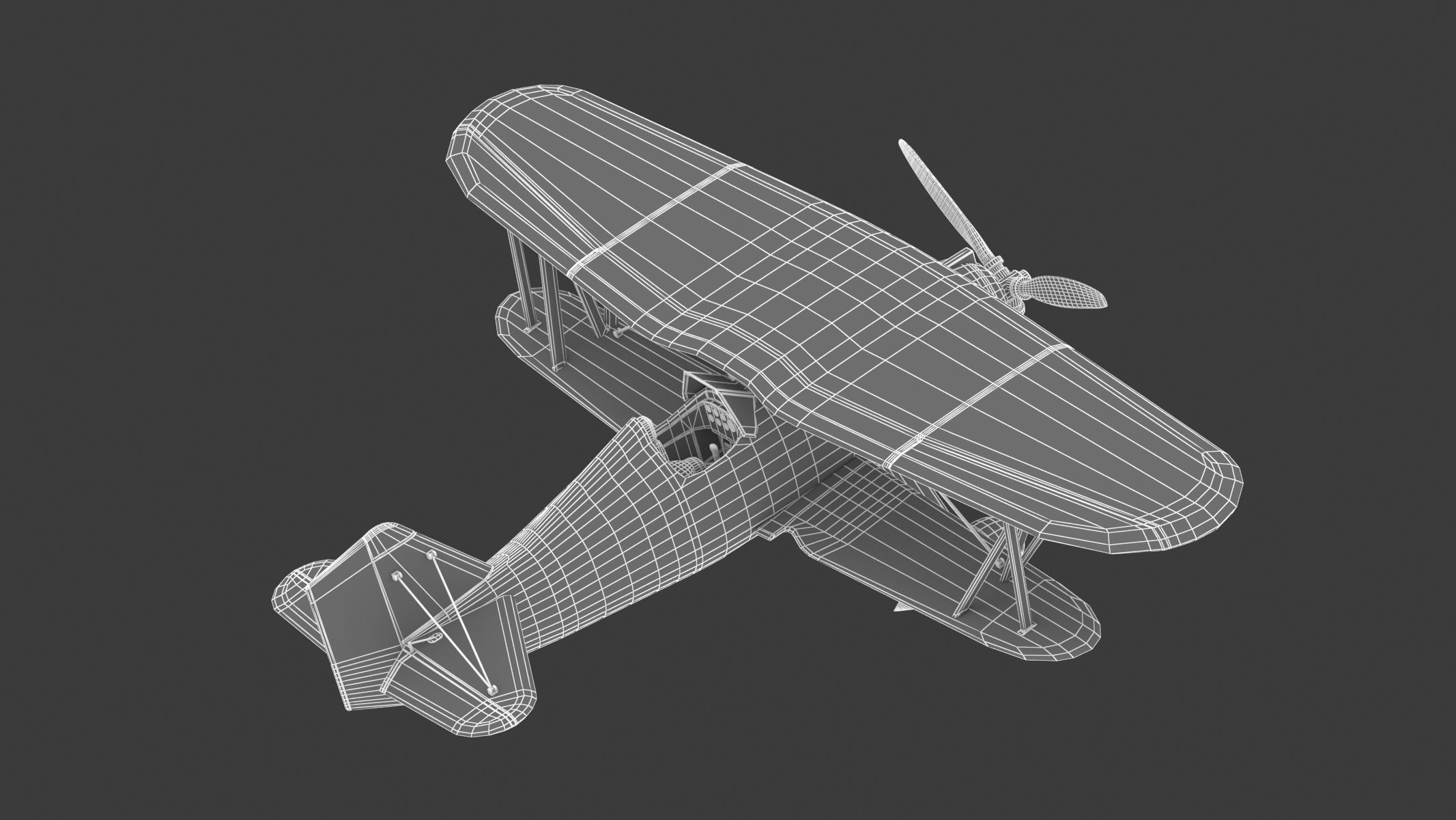 Curtiss P-6 Hawk Vintage Biplane Fighter Aircraft 3D model_22