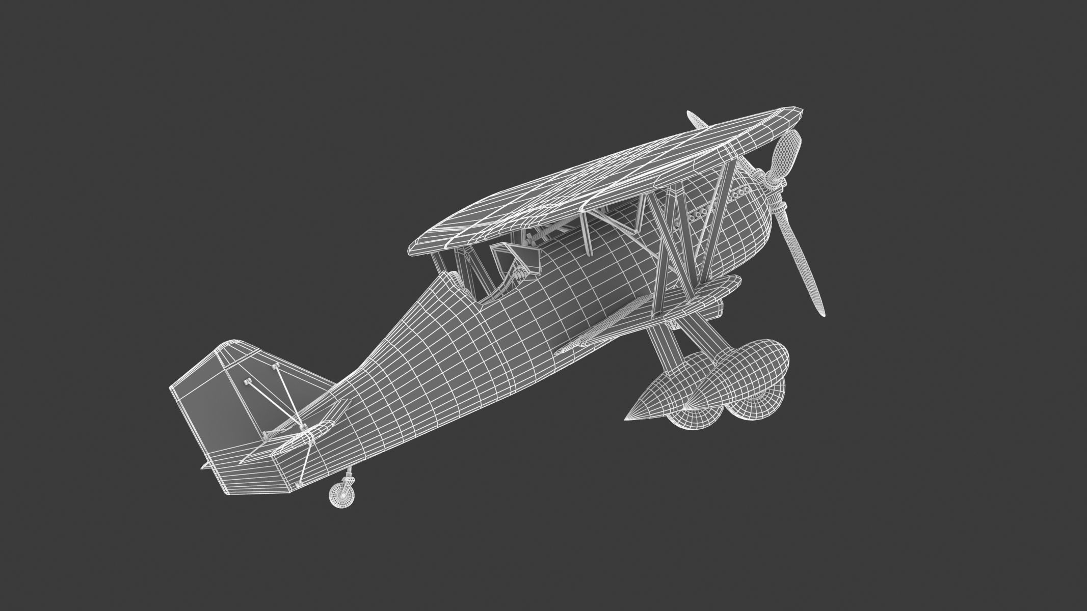 Curtiss P-6 Hawk Vintage Biplane Fighter Aircraft 3D model_28