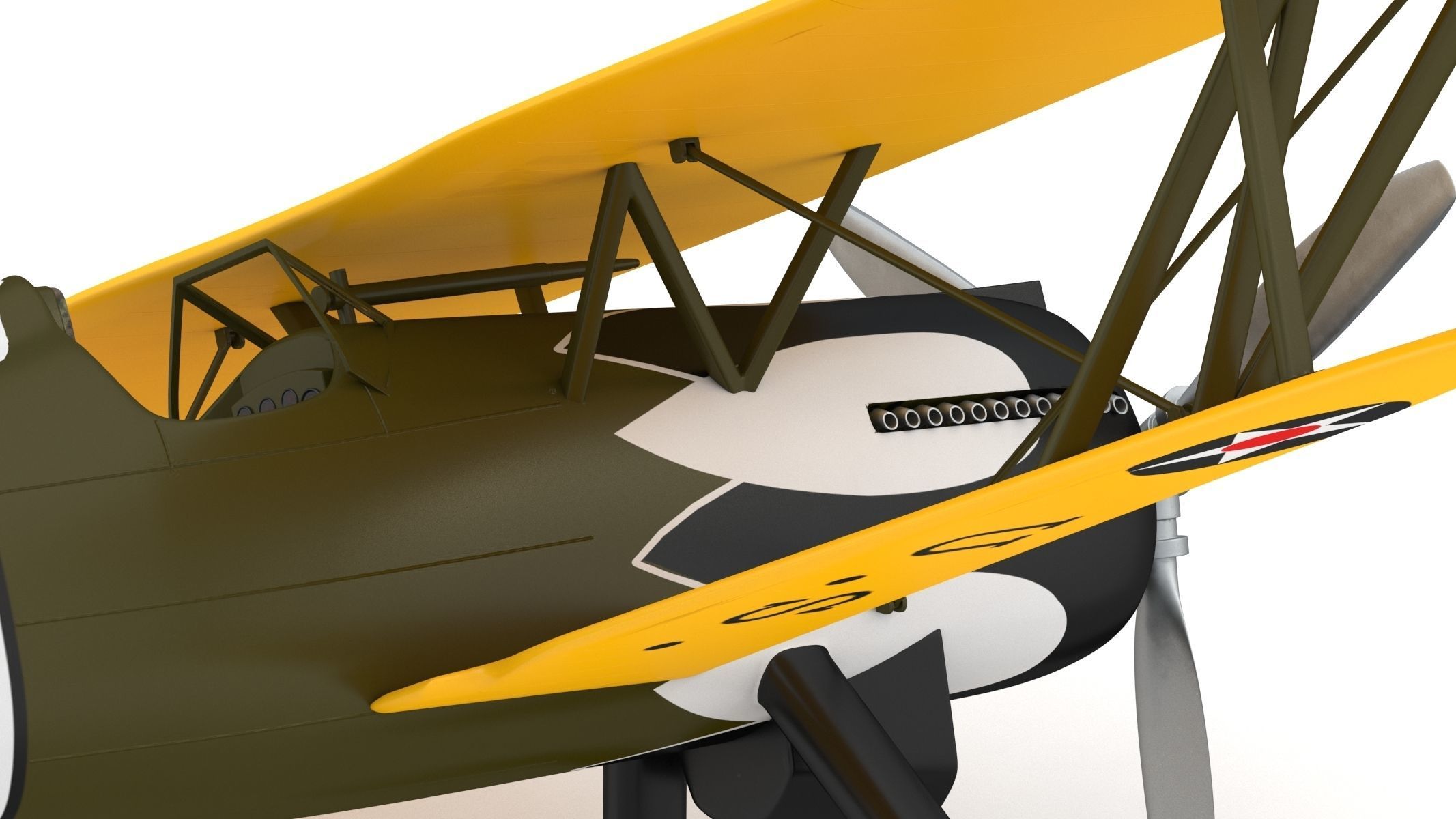 Curtiss P-6 Hawk Vintage Biplane Fighter Aircraft 3D model_12