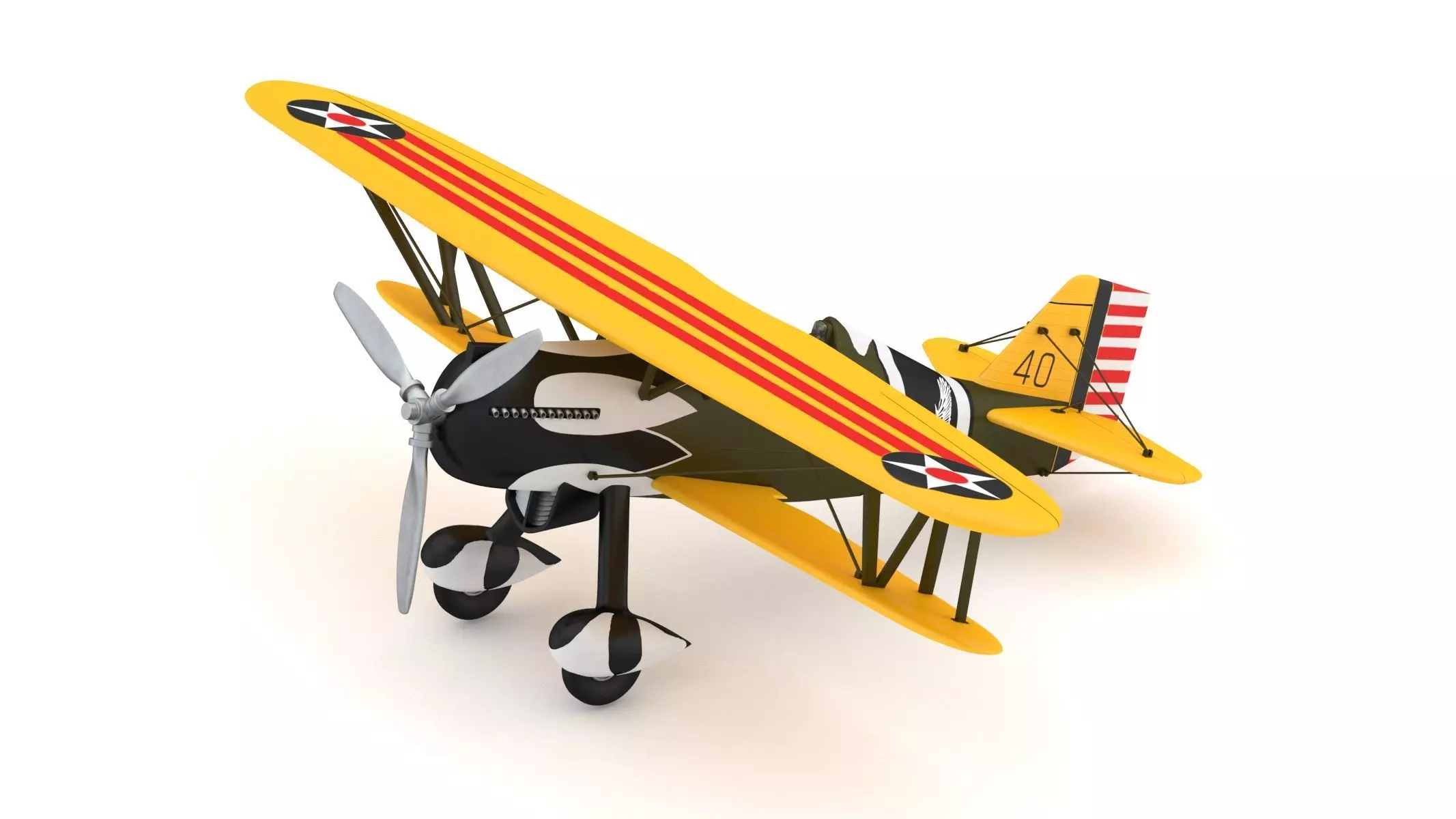 Curtiss P-6 Hawk Vintage Biplane Fighter Aircraft 3D model_0