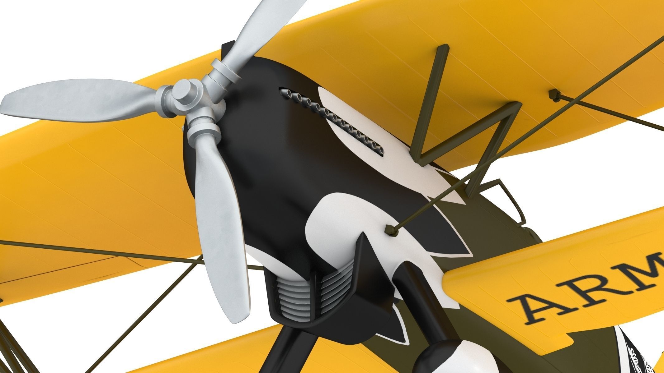 Curtiss P-6 Hawk Vintage Biplane Fighter Aircraft 3D model_19