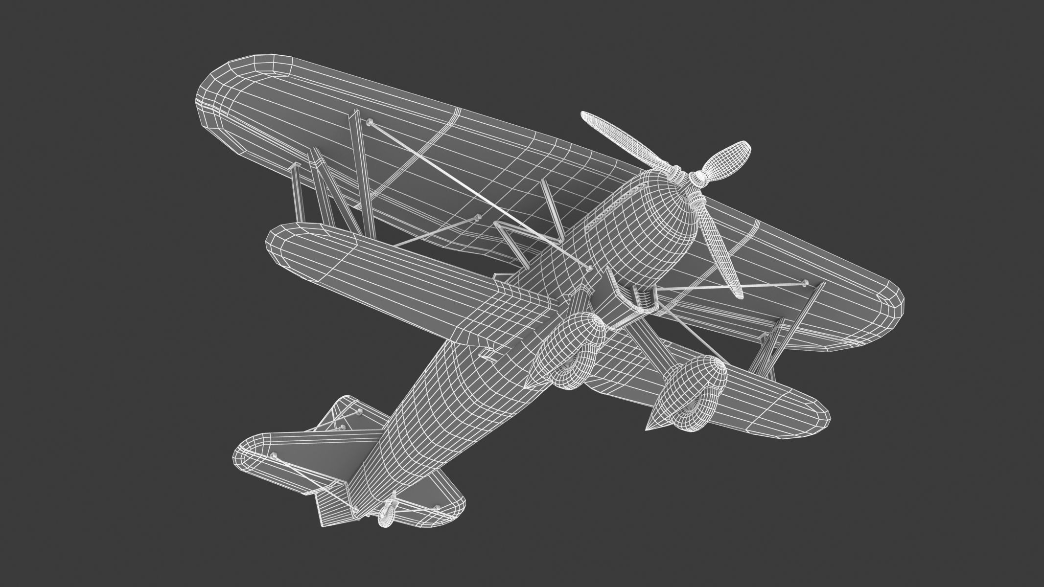 Curtiss P-6 Hawk Vintage Biplane Fighter Aircraft 3D model_27