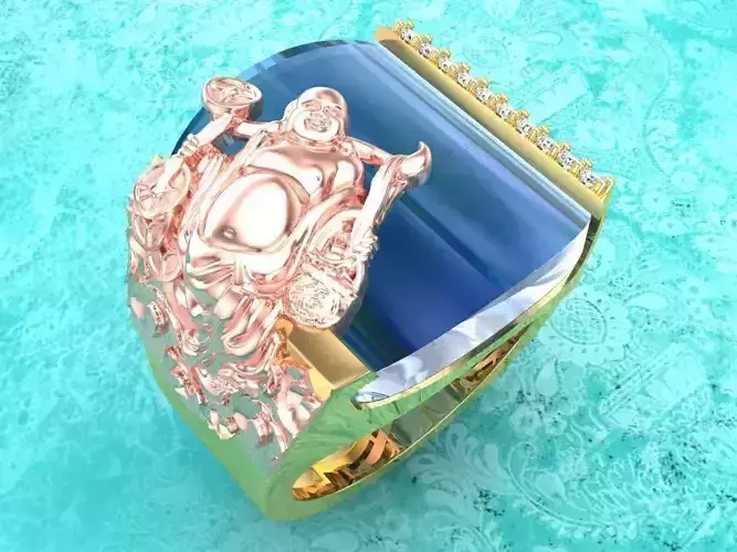 Maitreya Buddhas ring - God of wealth ring - Stone Mens rings