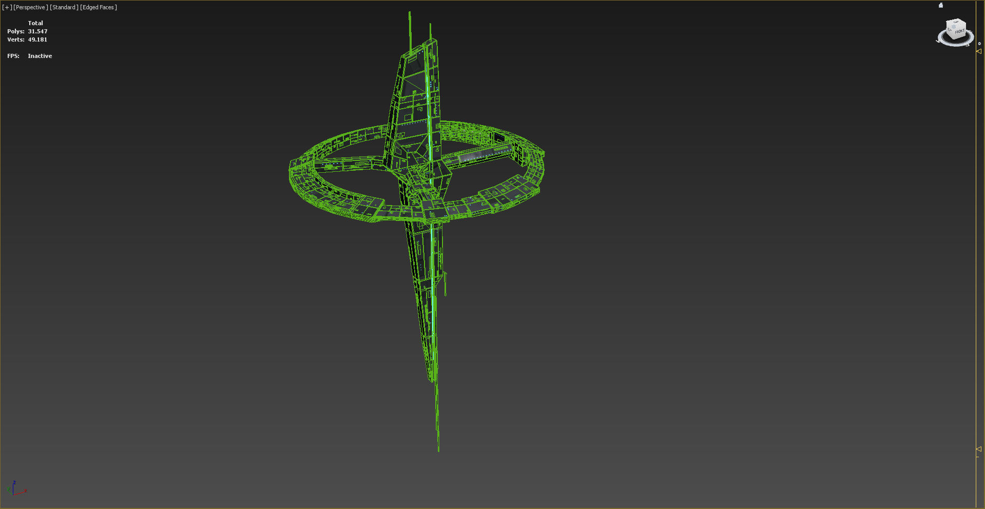 Dagger Spaceship Station sci fi Low-poly 3D model_5