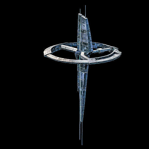 Dagger Spaceship Station sci fi Low-poly 3D model