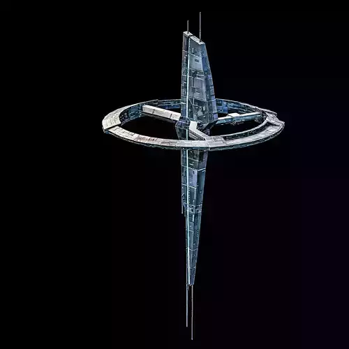 Dagger Spaceship Station sci fi Low-poly 3D model