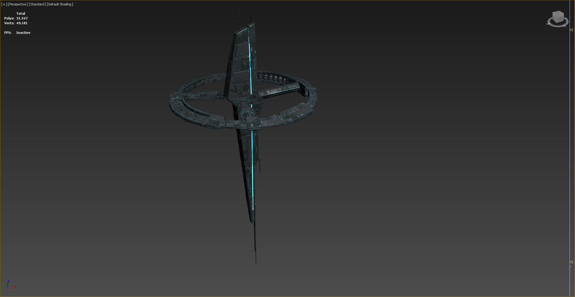 Dagger Spaceship Station sci fi Low-poly 3D model_4