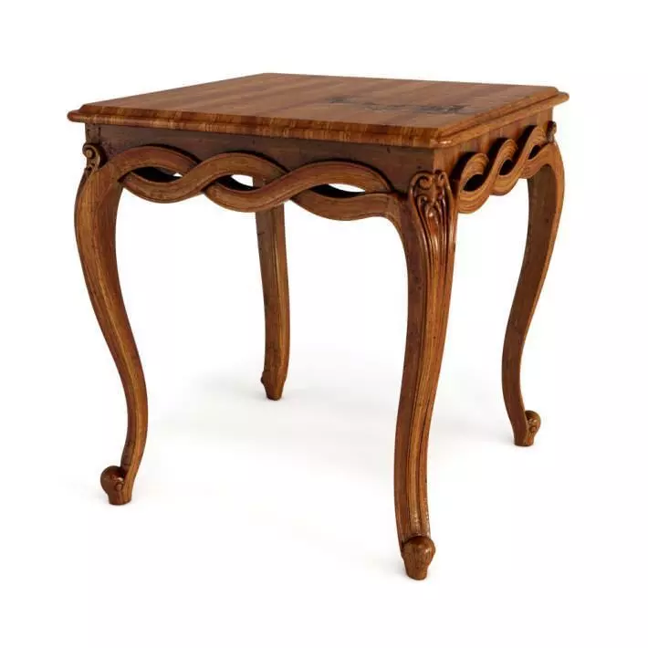 Antique Wooden Table 3D model_0