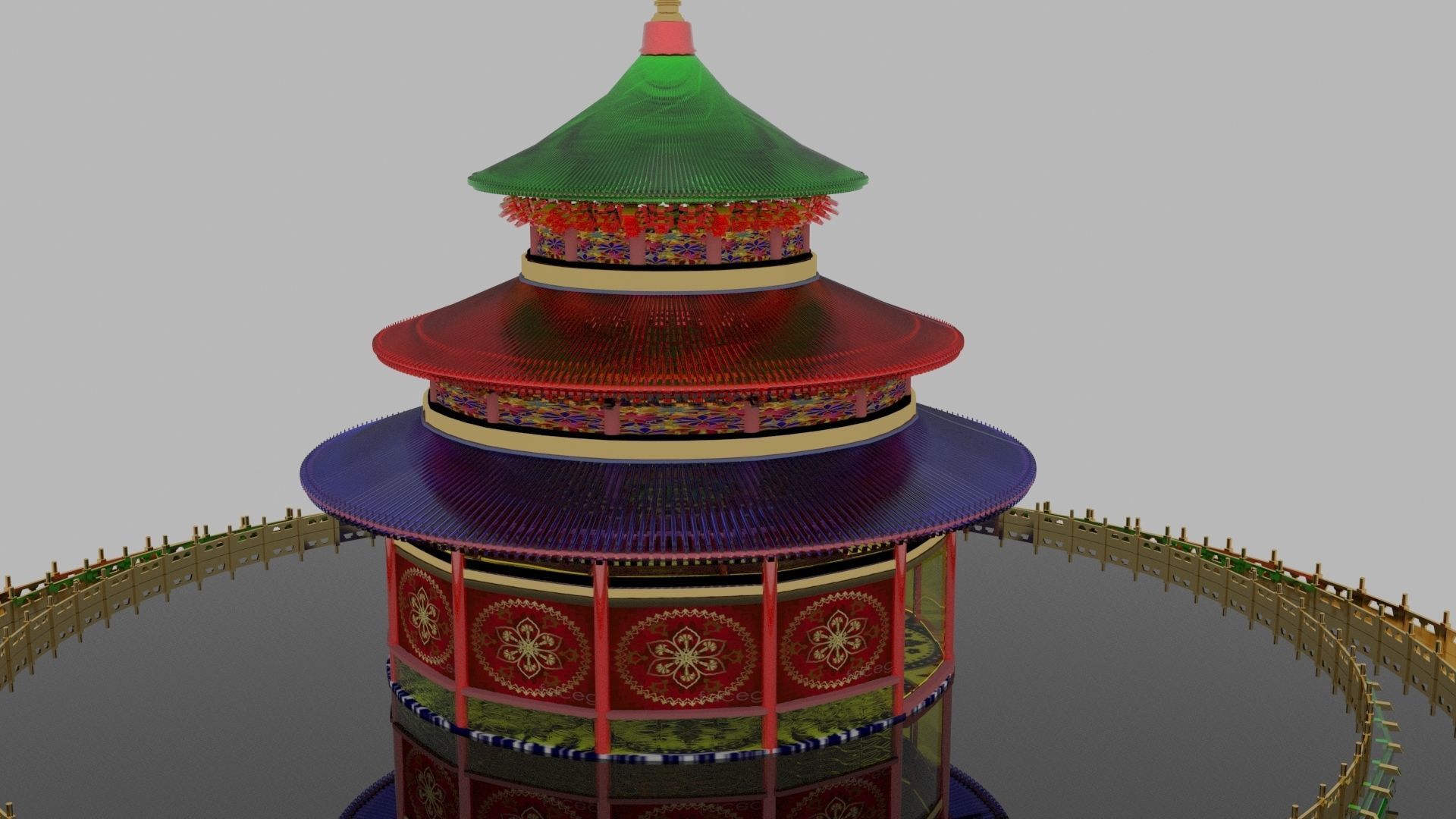 Chinese tower 3D model_4