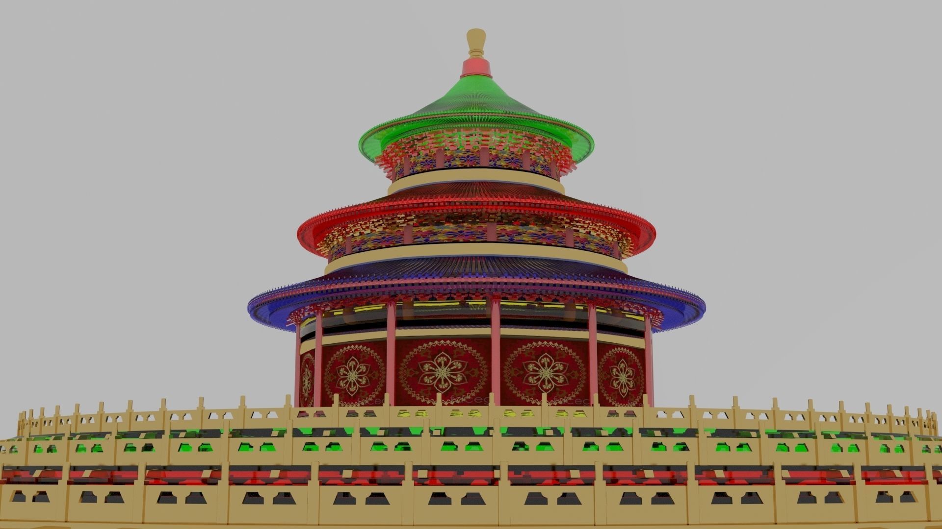 Chinese tower 3D model_2
