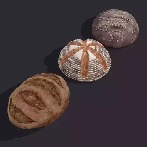 Medieval Style Breads Three Pack 3D Model Collection