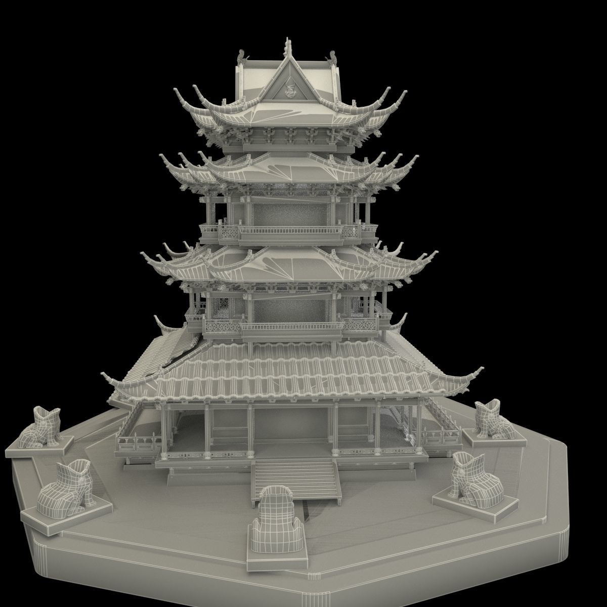 Chinese tower 3D model_7