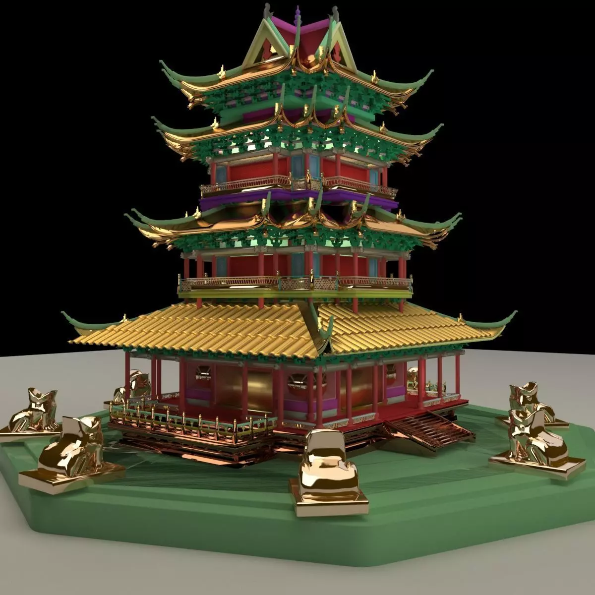 Chinese tower 3D model_0