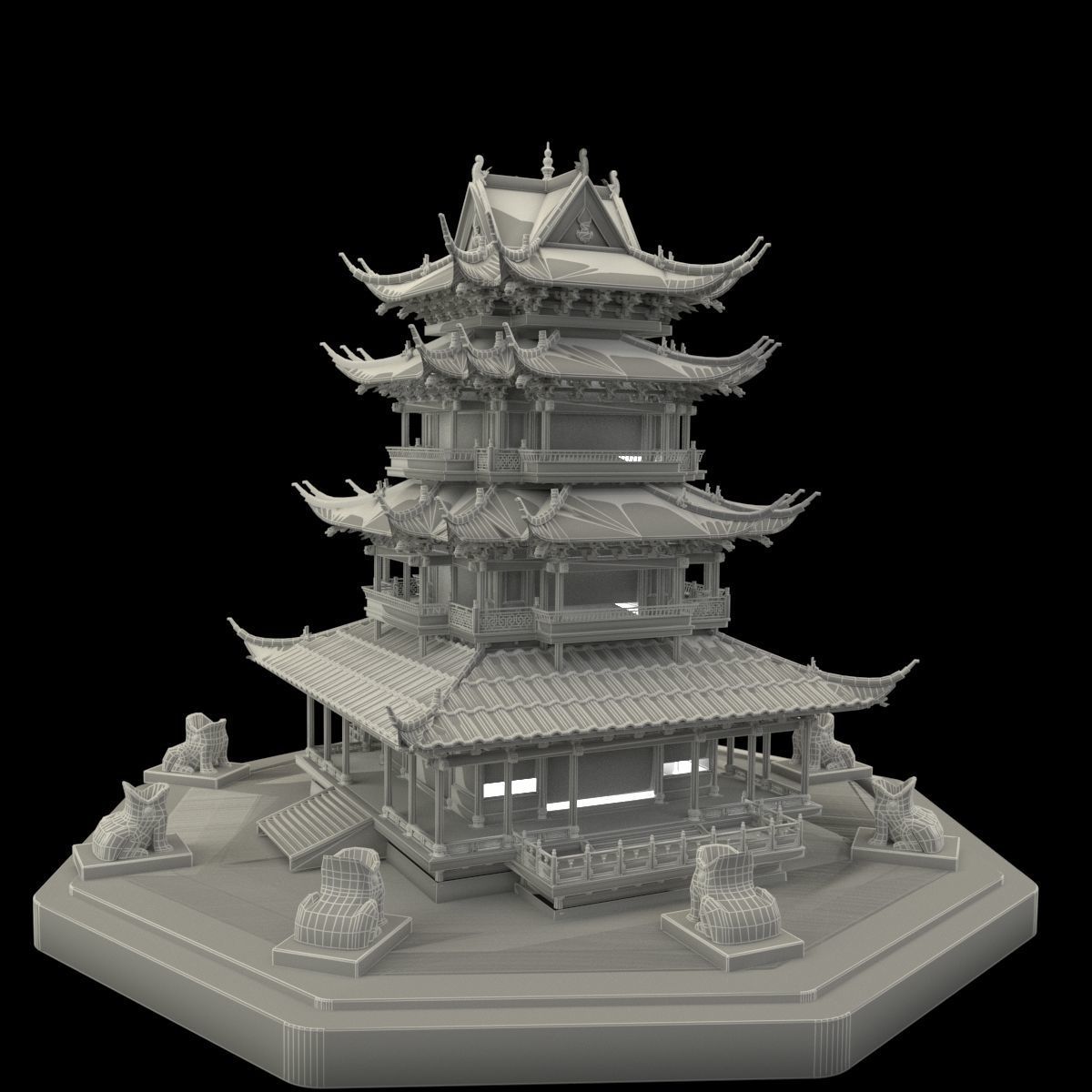 Chinese tower 3D model_6
