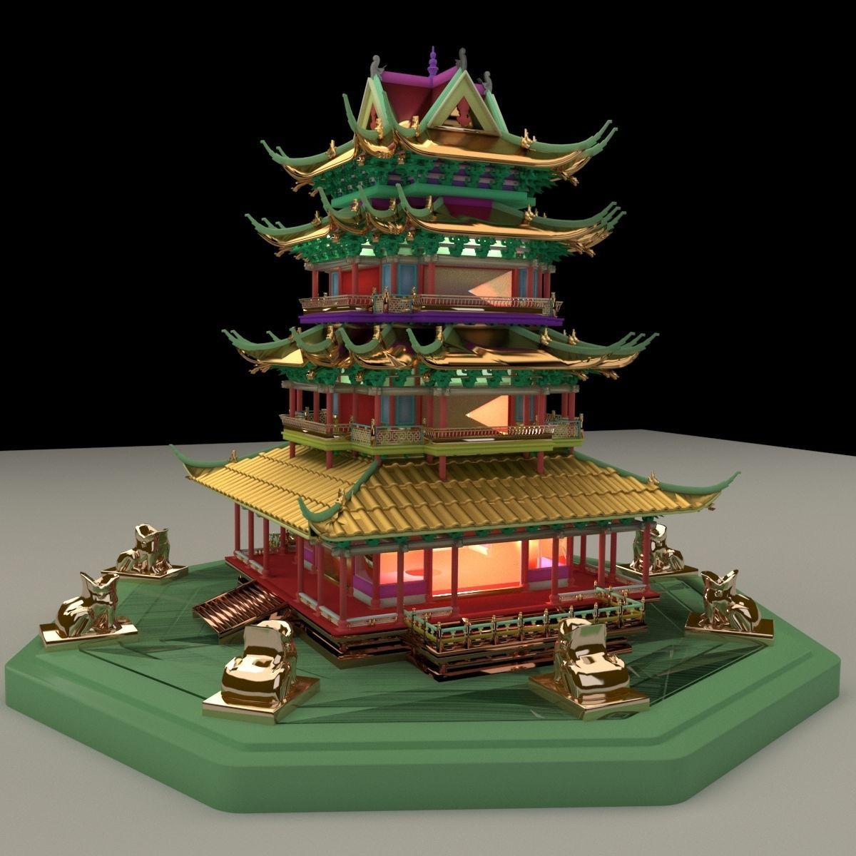 Chinese tower 3D model_1