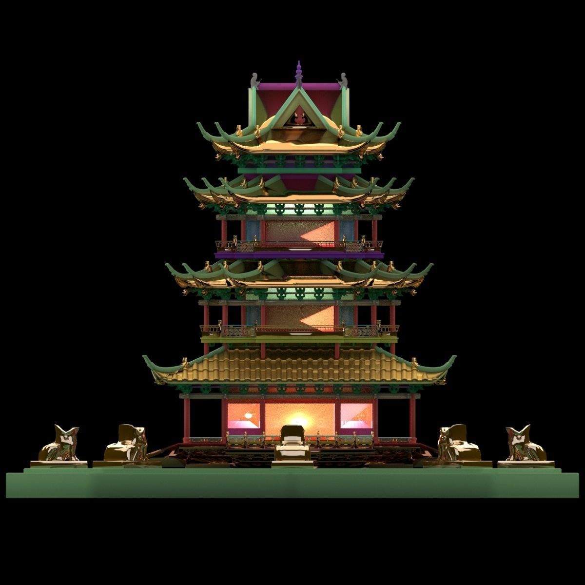 Chinese tower 3D model_2