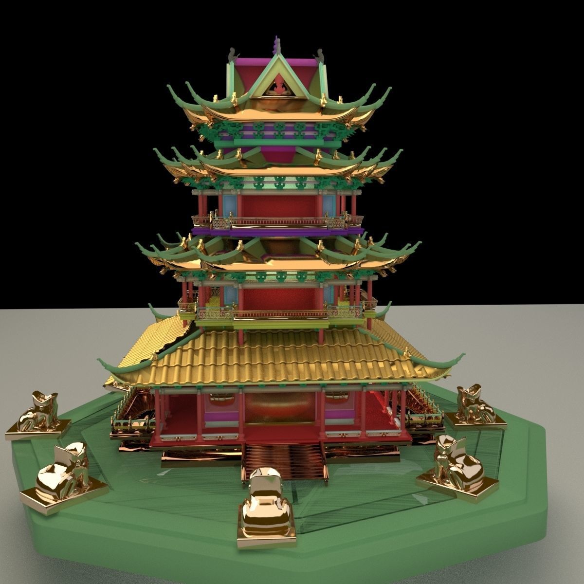 Chinese tower 3D model_3