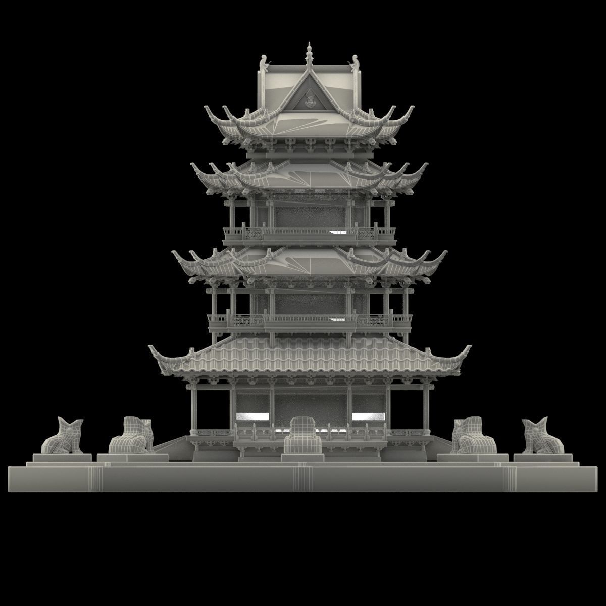 Chinese tower 3D model_5