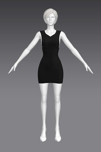 Woman Clothing A-Pose 333 Low-poly 3D model