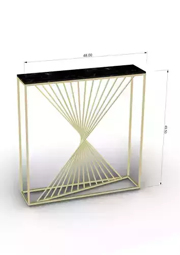 Brass Console Table With Black Marble Free 3D model