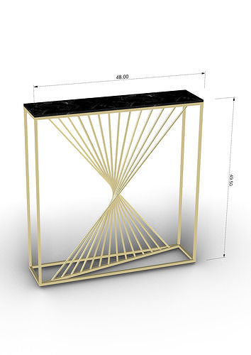 Brass Console Table With Black Marble Free 3D model