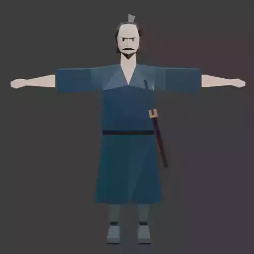 Lowpoly Samurai Unity Ready 3D model Low-poly 3D model