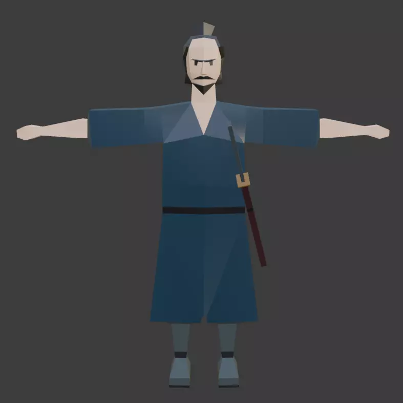 Lowpoly Samurai Unity Ready 3D model Low-poly 3D model_0