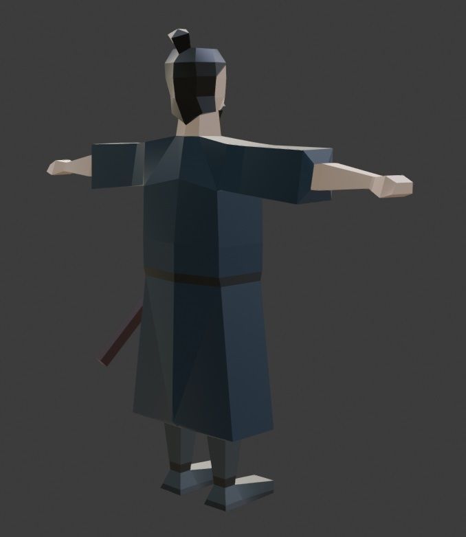 Lowpoly Samurai Unity Ready 3D model Low-poly 3D model_4