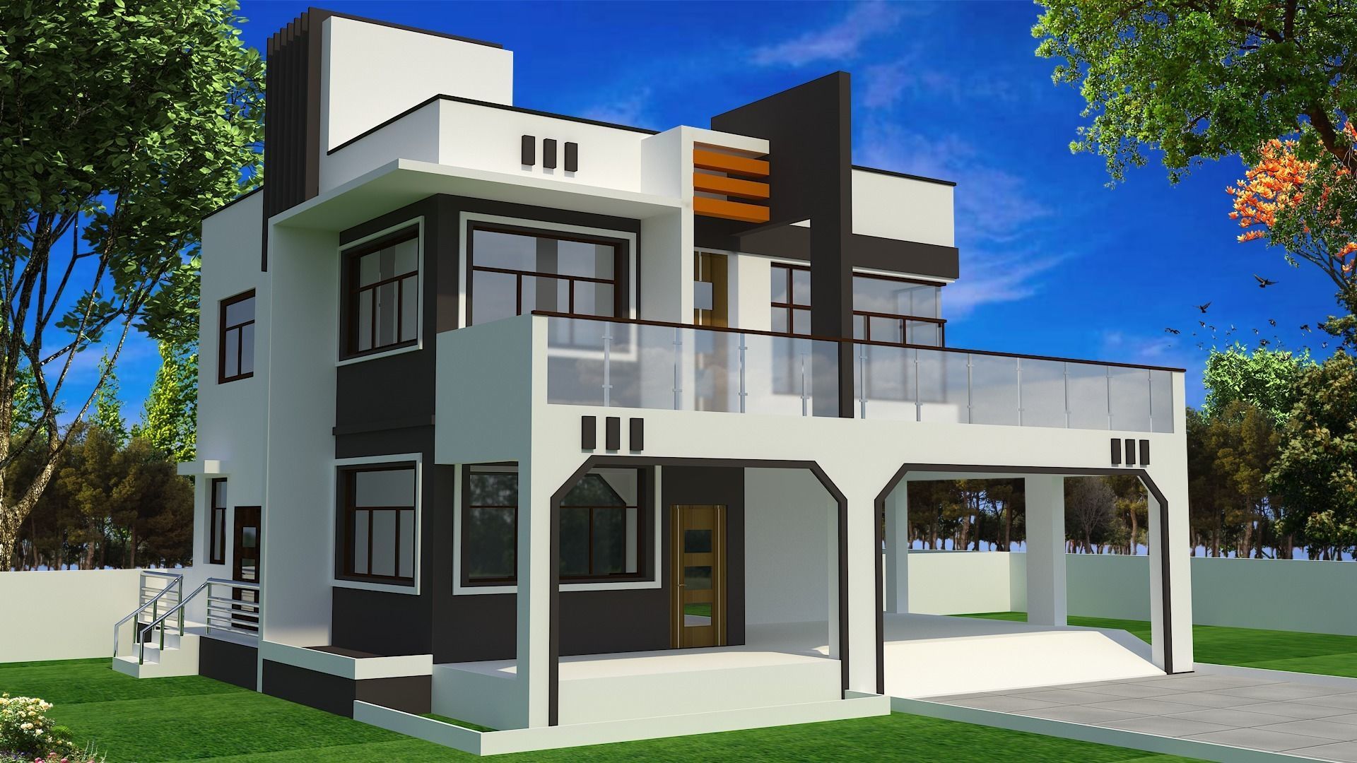 House modern design in india 3D model_1