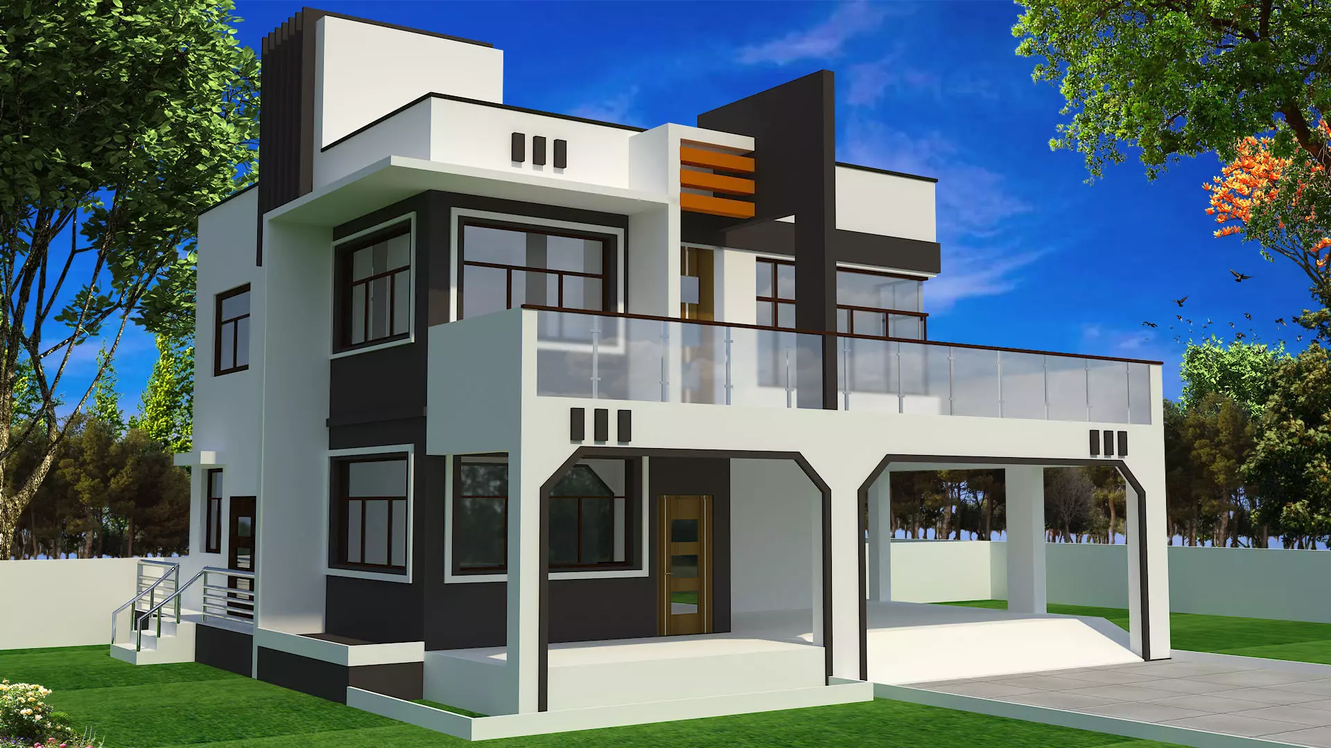House modern design in india 3D model_0