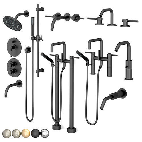 Rejuvenation Sutton set faucets and bath shower 3D model