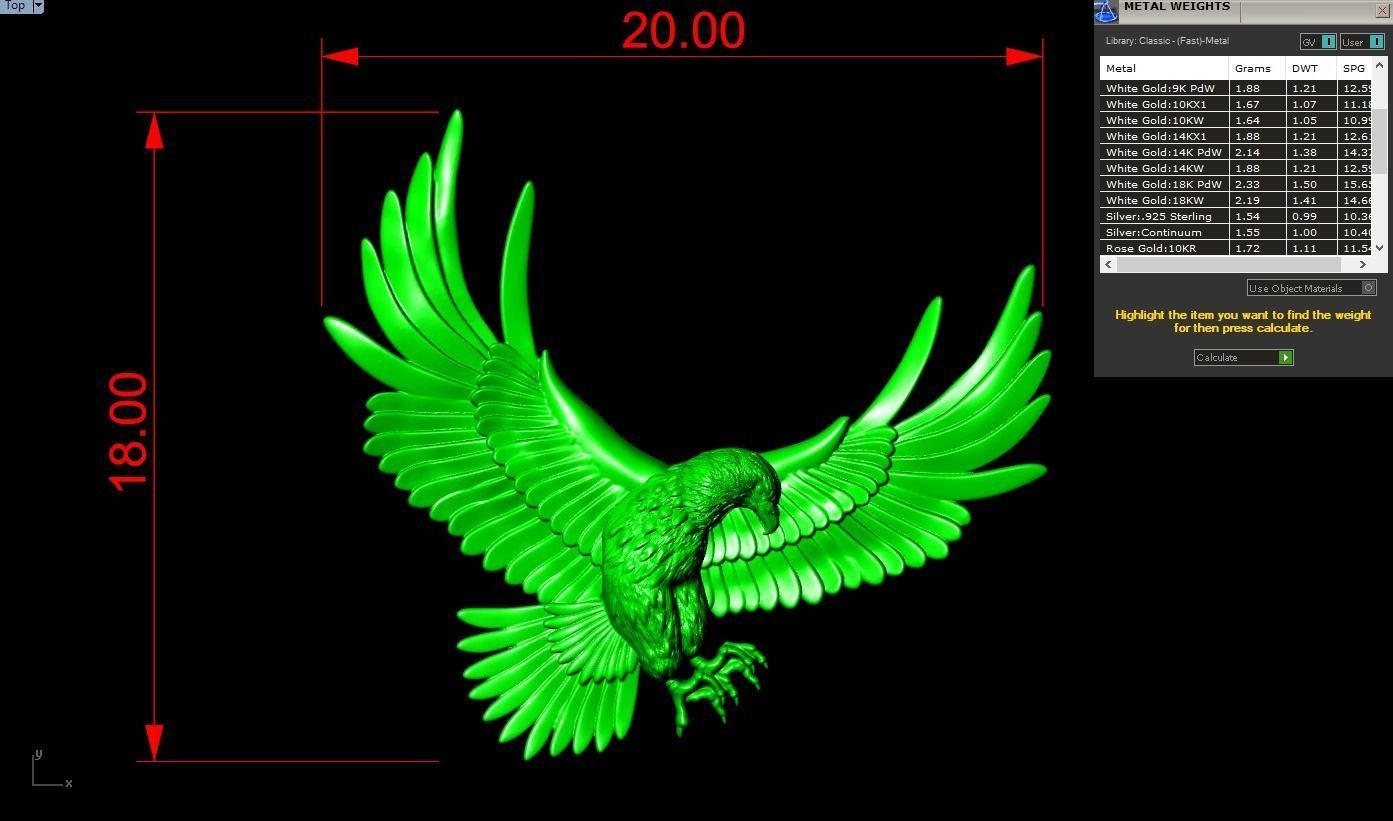 Eagle for jewelry 3D print model_6