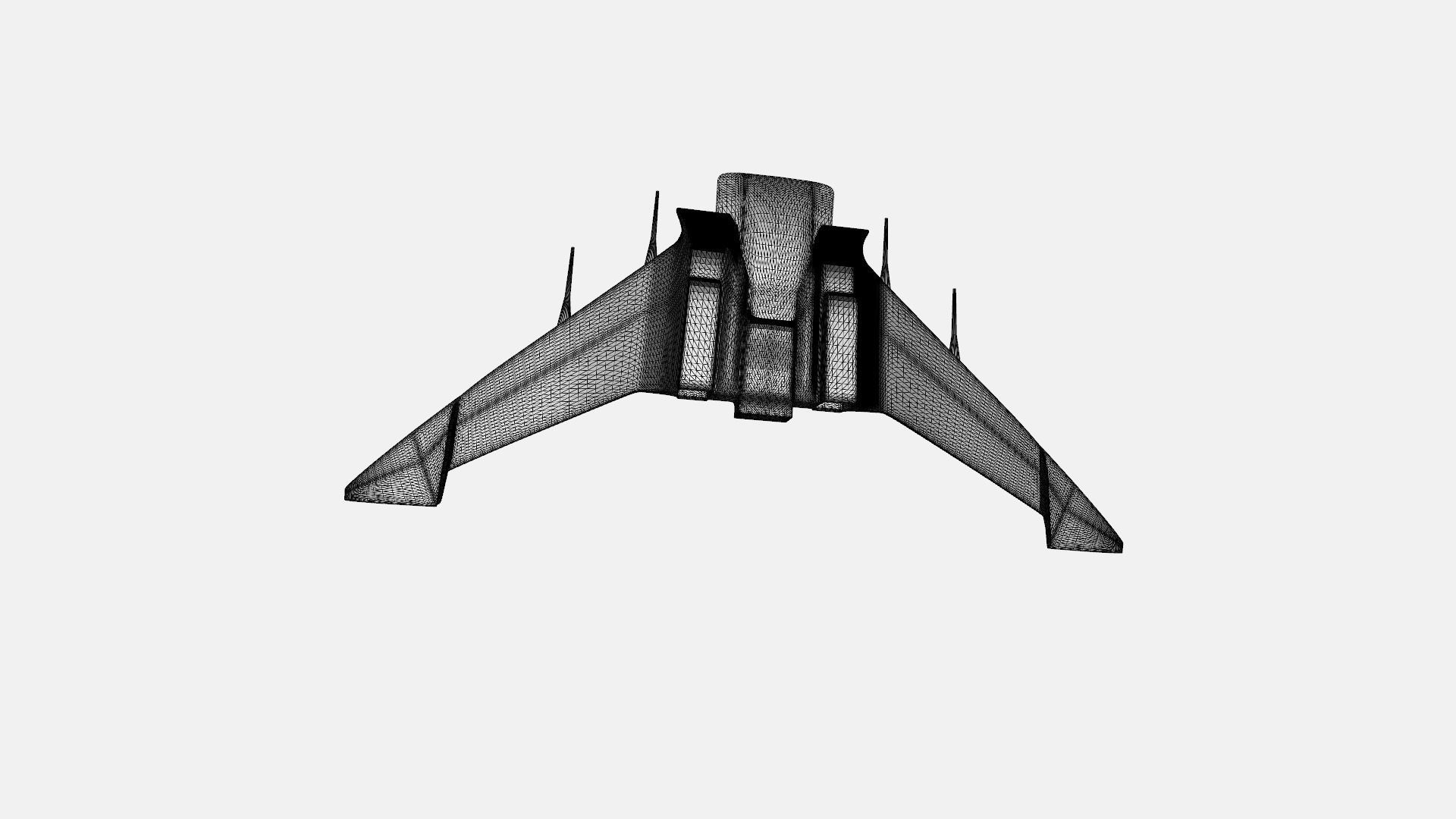 spaceship jet fighter in sky 3D model_3