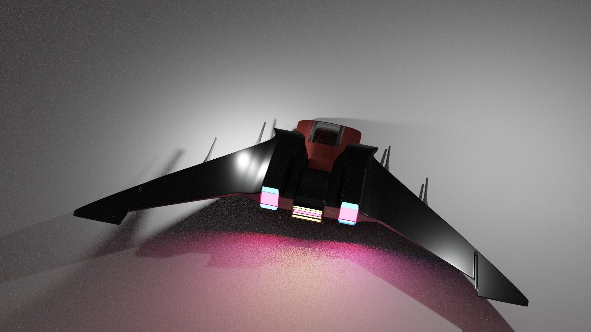 spaceship jet fighter in sky 3D model_1