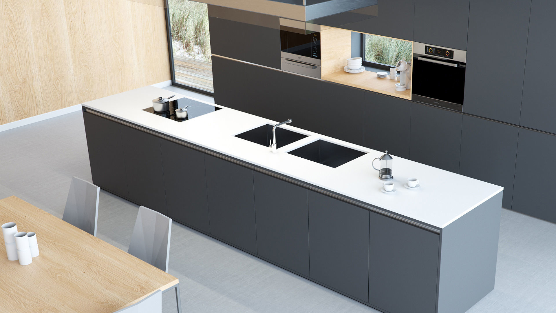 Octane - C4D Scene files - Minimalist Kitchen Interior Scene 3D model_3