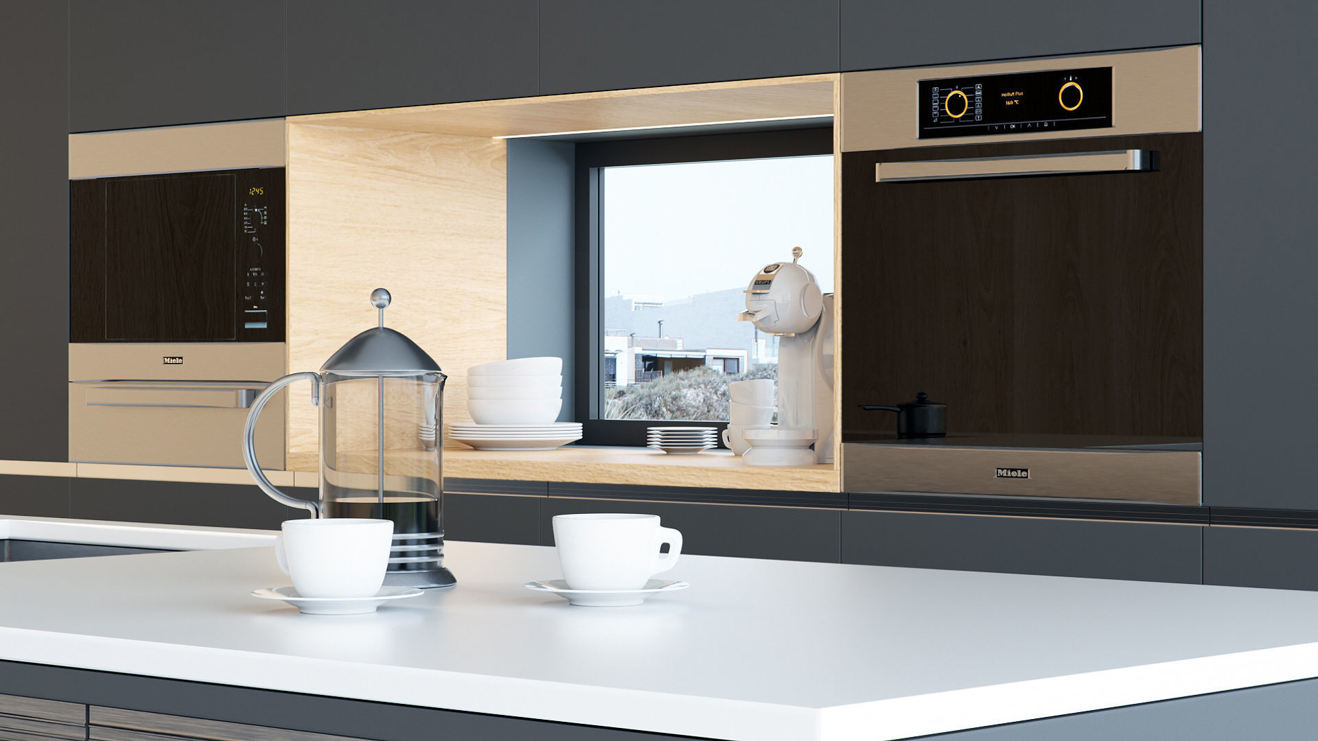 Octane - C4D Scene files - Minimalist Kitchen Interior Scene 3D model_2