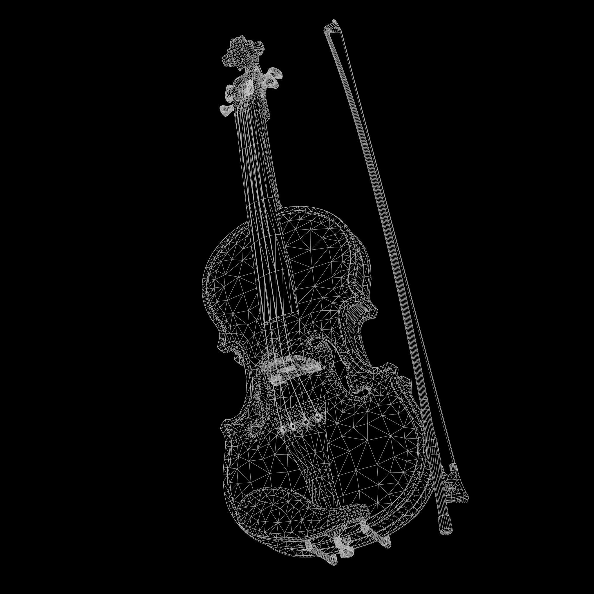 Stylized Wood Violin Low-poly 3D model_18