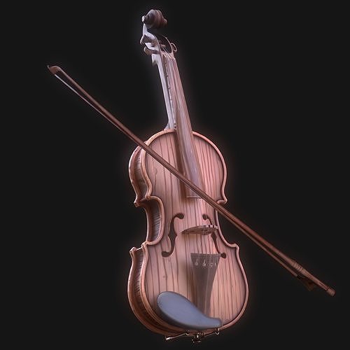Stylized Wood Violin Low-poly 3D model