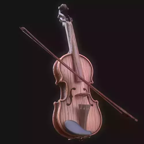 Stylized Wood Violin Low-poly 3D model