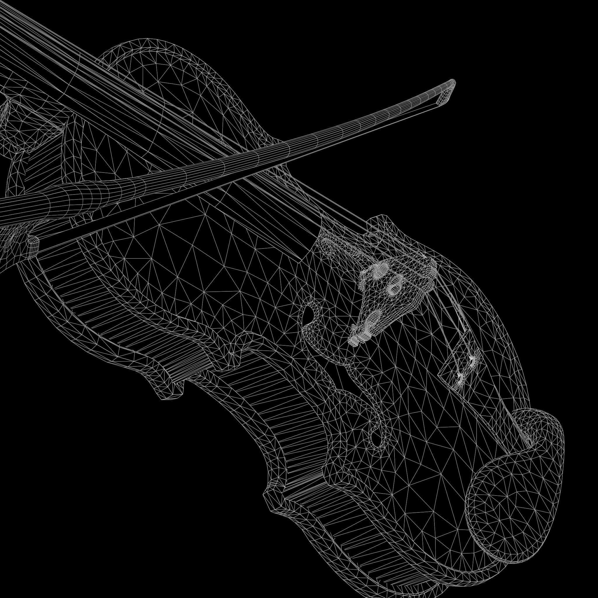 Stylized Wood Violin Low-poly 3D model_15