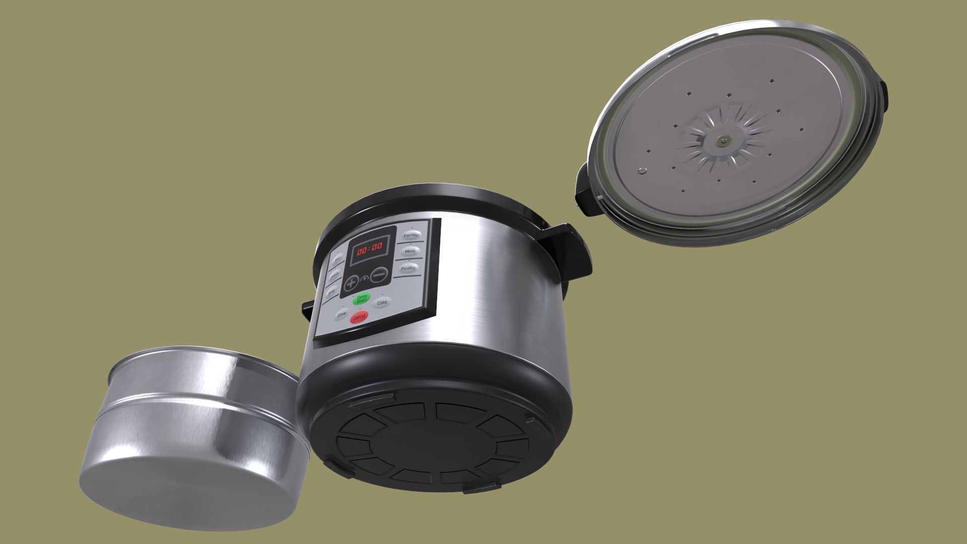 Pressure Cooker Low-poly 3D model_9