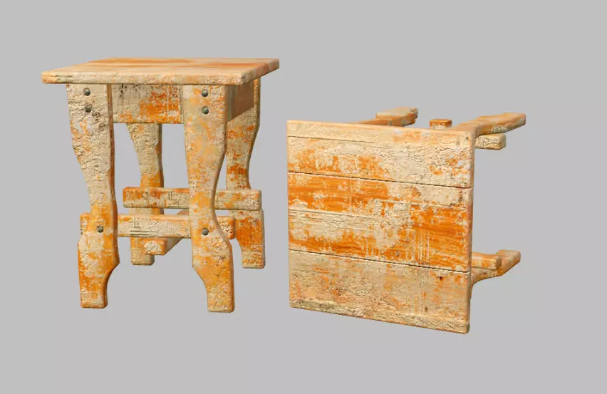 dirty chair Low-poly 3D model_0