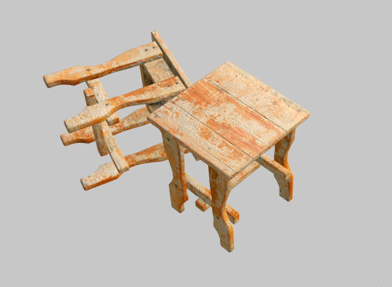 dirty chair Low-poly 3D model_1