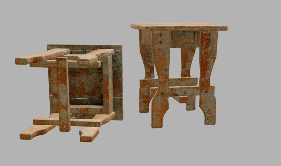 dirty chair Low-poly 3D model_2