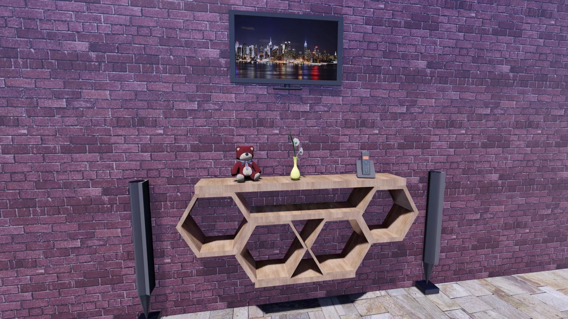 Blue Elephants TV stand Table Furniture Free 3D model