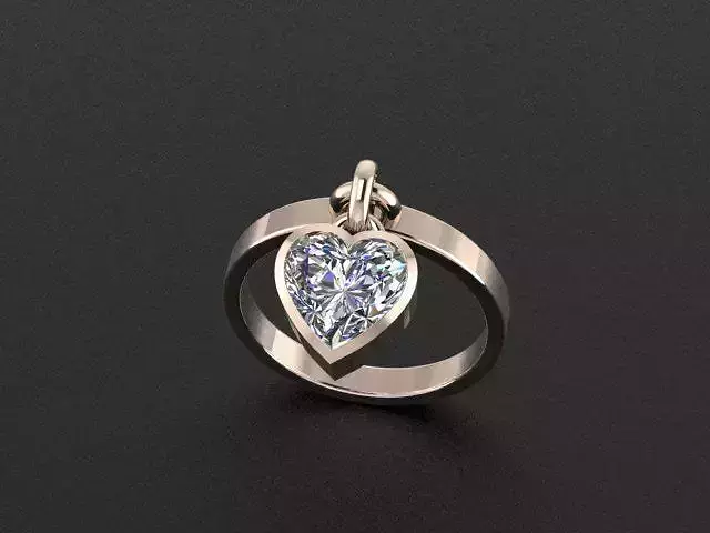 Ring with pendants Heart gem  3D print model